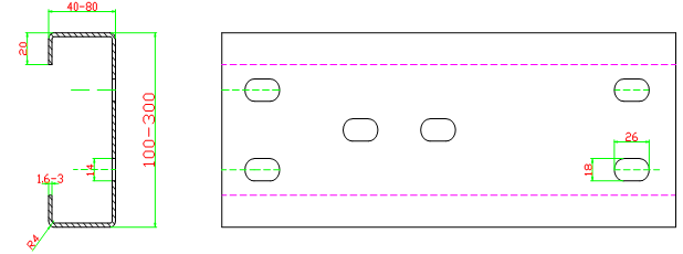 C Purlin Roll Molding 1 عمود خشبي
