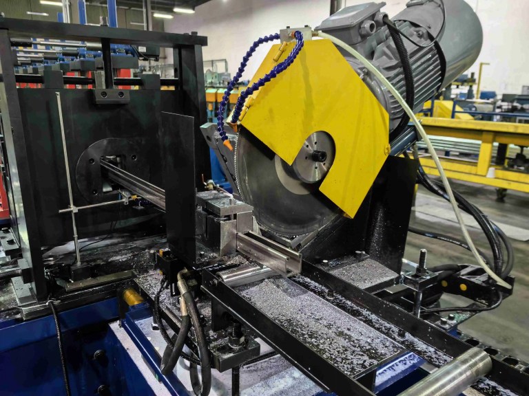 Uni Strut Channel Roll Forming Machine 3 High-speed flying saw cutting unit finalizes the finished channel product from the strut channel roll forming machine