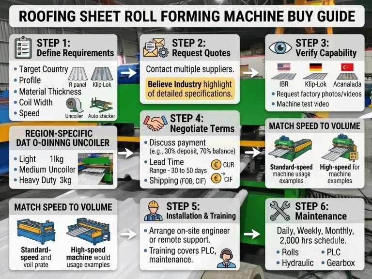 Roofing Sheet Roll Forming Machine Buy Guide 16 คู่มือการเลือกซื้อเครื่องขึ้นรูปม้วนแผ่นหลังคา