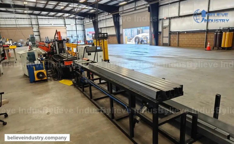 step beam roll forming machine with laser welder and finished beams